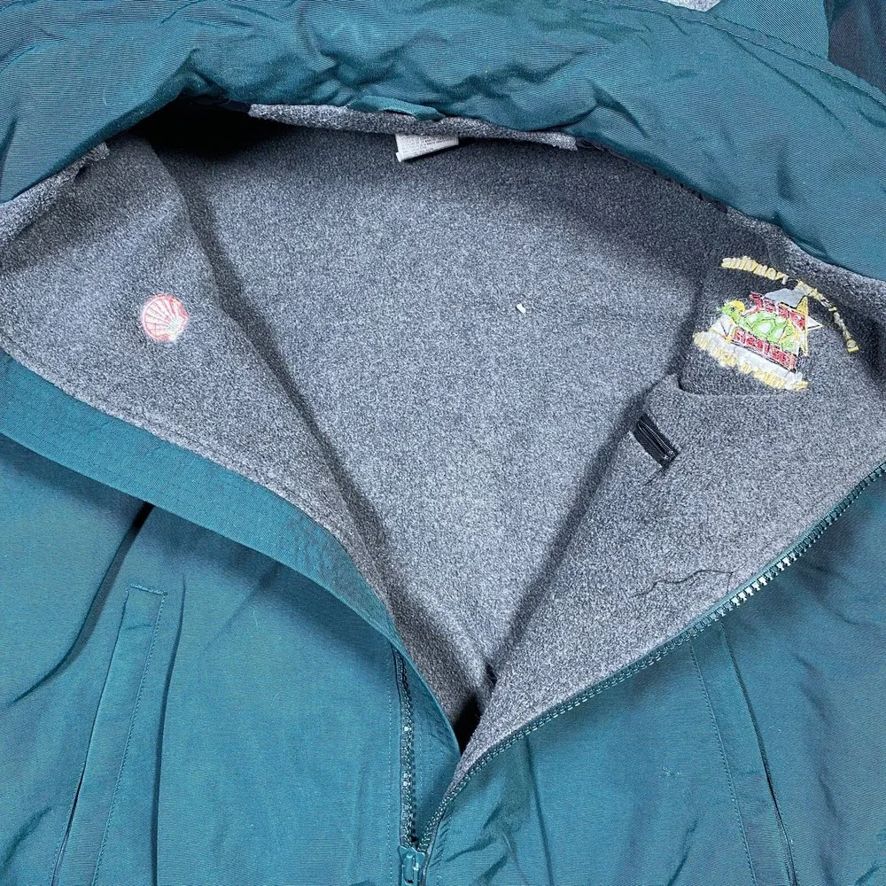 Carhartt Jacket J72 Teal Nylon Lightweight Men's Size L Full Zip Fleece Lined - Picture 9 of 10